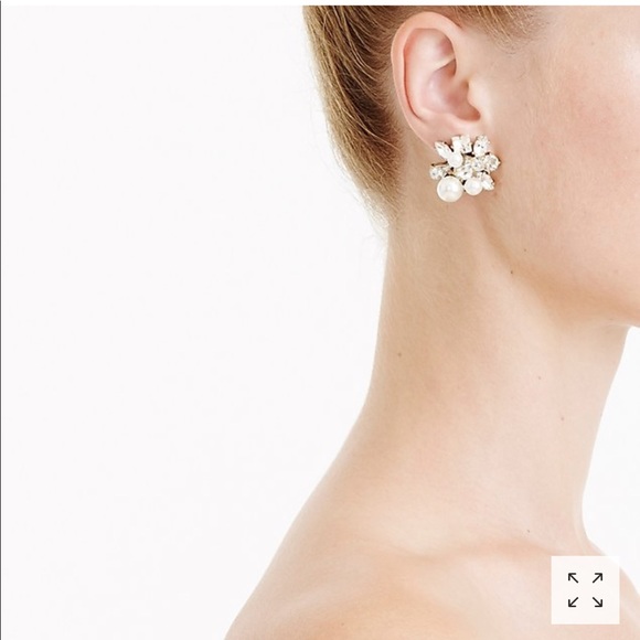 NWT JCREW PEARL ANS CRYSTAL EARRINGS - Picture 2 of 3